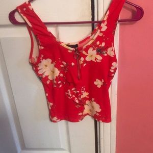 Adorable red flower crop top